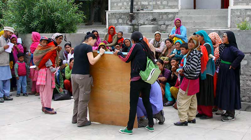 The doctors conducting basic women's health care instruction to the patients at the hospital