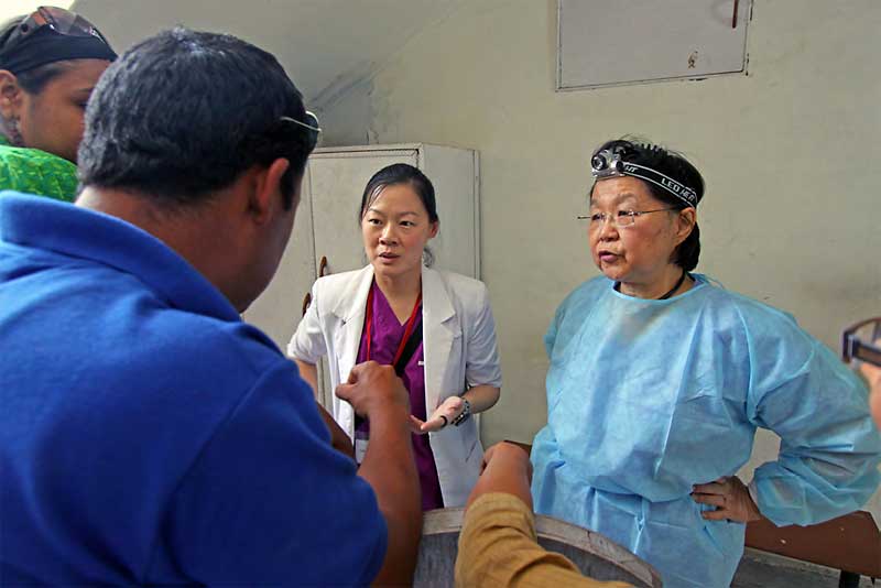 Dr. Nordan, Dr. Chua Yang and Dr Elliott discussing strategies for making the women's health aspect of the expedition more effective and far reaching
